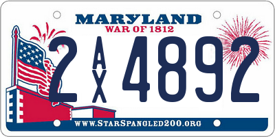 MD license plate 2AX4892