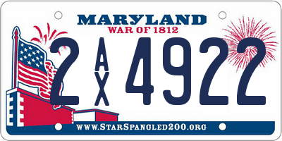 MD license plate 2AX4922