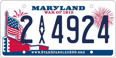 MD license plate 2AX4924