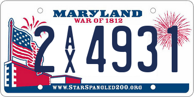 MD license plate 2AX4931