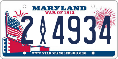 MD license plate 2AX4934