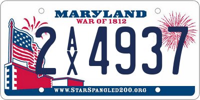 MD license plate 2AX4937