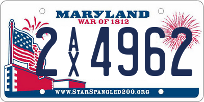 MD license plate 2AX4962
