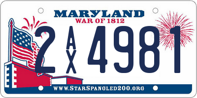 MD license plate 2AX4981