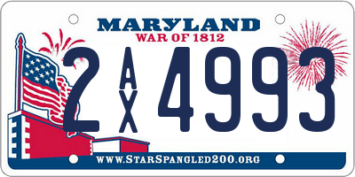 MD license plate 2AX4993