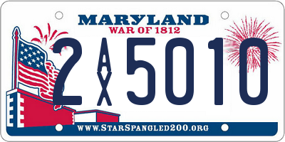 MD license plate 2AX5010