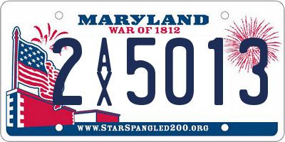 MD license plate 2AX5013