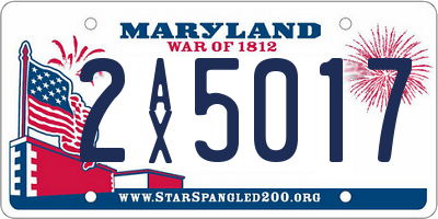MD license plate 2AX5017