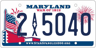 MD license plate 2AX5040