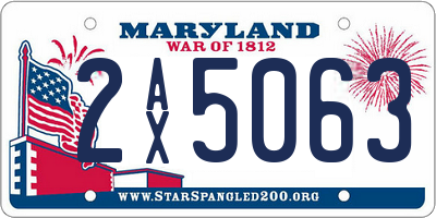 MD license plate 2AX5063