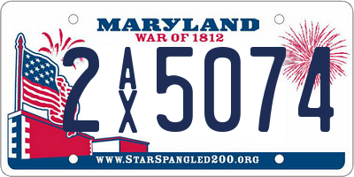 MD license plate 2AX5074