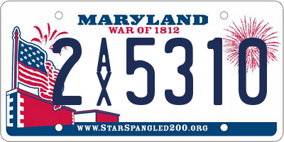 MD license plate 2AX5310