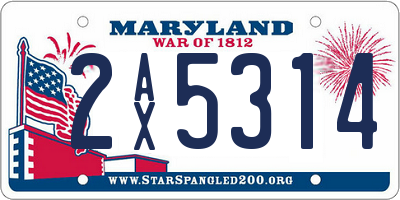 MD license plate 2AX5314