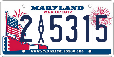 MD license plate 2AX5315