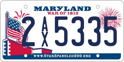 MD license plate 2AX5335