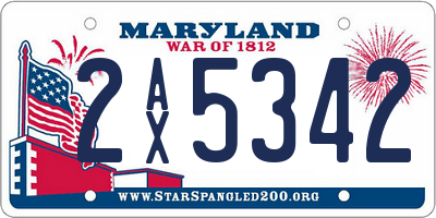 MD license plate 2AX5342
