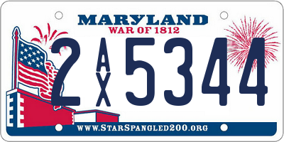 MD license plate 2AX5344