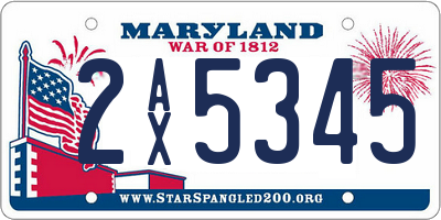 MD license plate 2AX5345