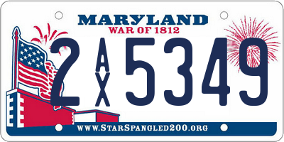 MD license plate 2AX5349