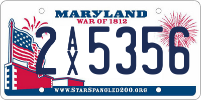 MD license plate 2AX5356