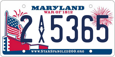 MD license plate 2AX5365