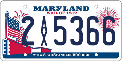 MD license plate 2AX5366
