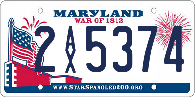 MD license plate 2AX5374