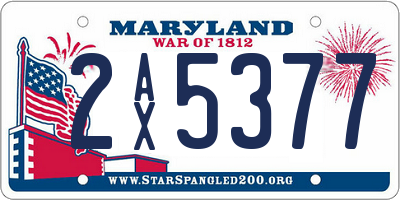 MD license plate 2AX5377