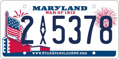 MD license plate 2AX5378