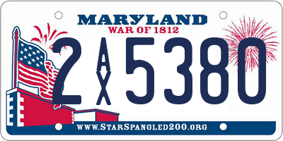 MD license plate 2AX5380