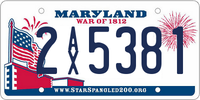 MD license plate 2AX5381