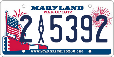 MD license plate 2AX5392