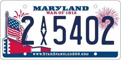 MD license plate 2AX5402