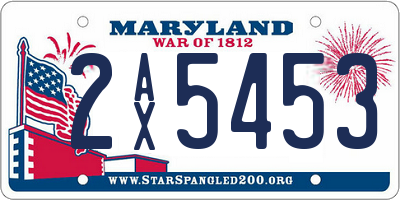 MD license plate 2AX5453