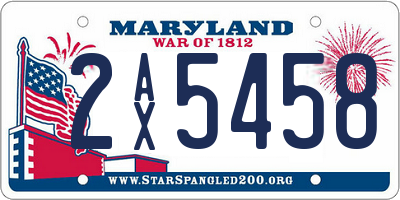 MD license plate 2AX5458