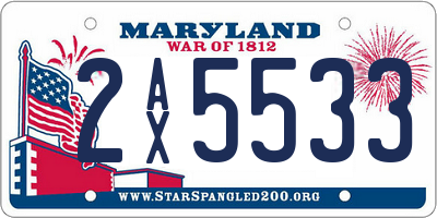MD license plate 2AX5533