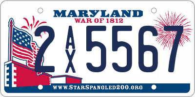 MD license plate 2AX5567