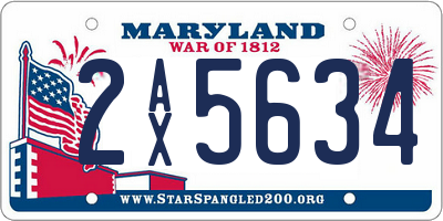 MD license plate 2AX5634