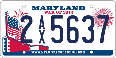 MD license plate 2AX5637
