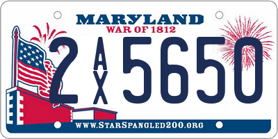 MD license plate 2AX5650