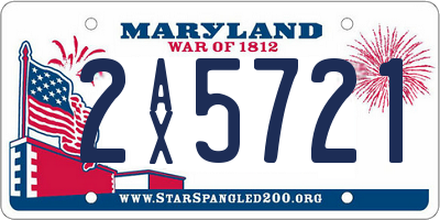 MD license plate 2AX5721