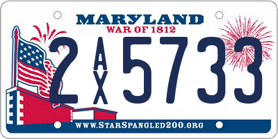 MD license plate 2AX5733