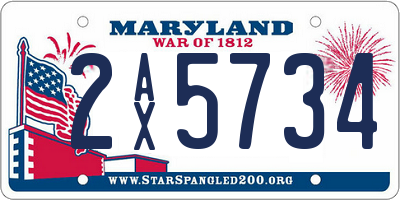 MD license plate 2AX5734