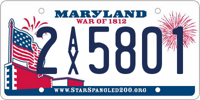 MD license plate 2AX5801