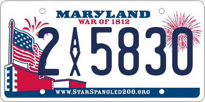 MD license plate 2AX5830