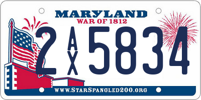 MD license plate 2AX5834
