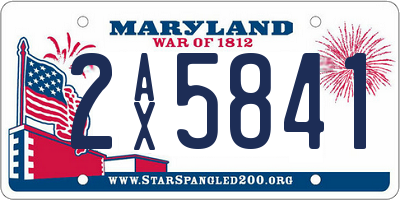 MD license plate 2AX5841