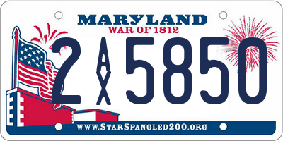 MD license plate 2AX5850