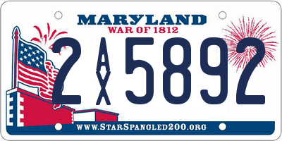 MD license plate 2AX5892