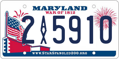 MD license plate 2AX5910